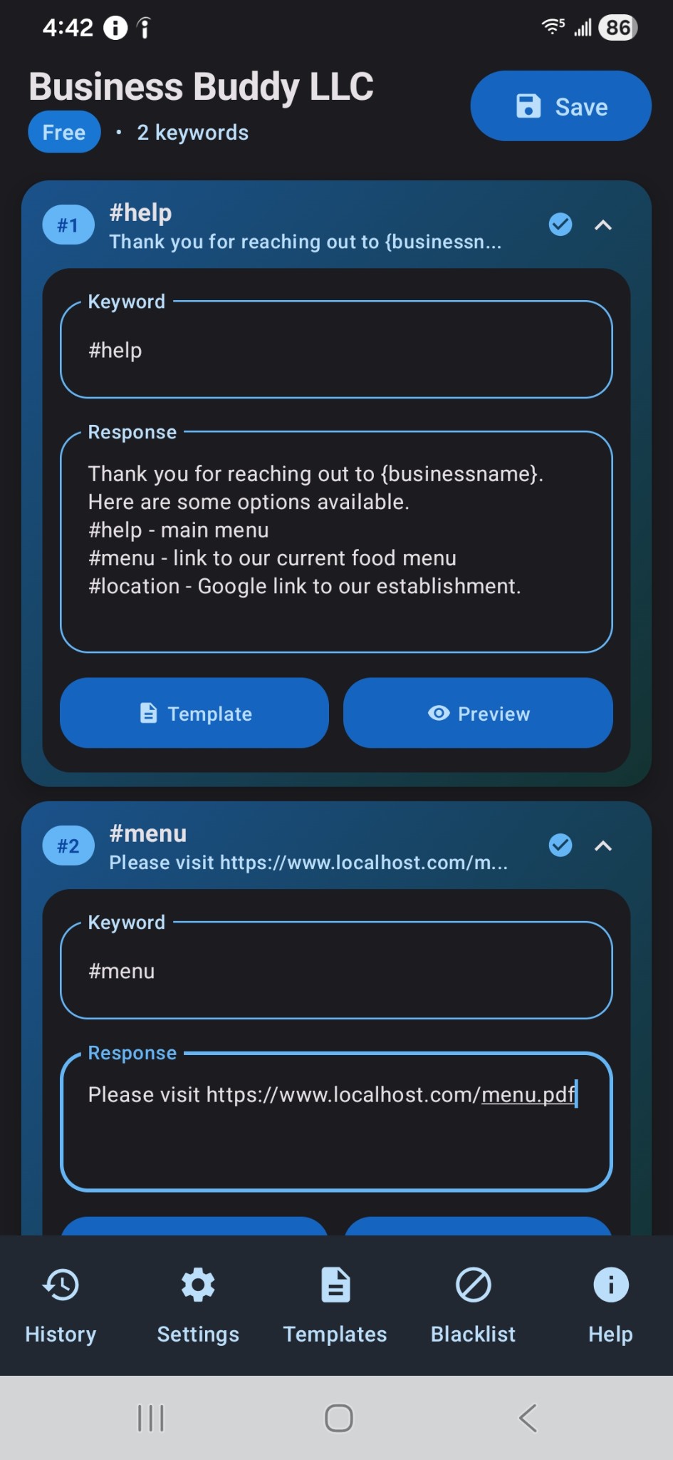 Business Buddy keywords